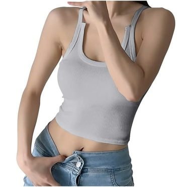 BLVB Camisole Tops for Women 2025 Summer Fashion Square Neck Ribbed Crop Tank Tops Basic Sleeveless Shirts Blouse
