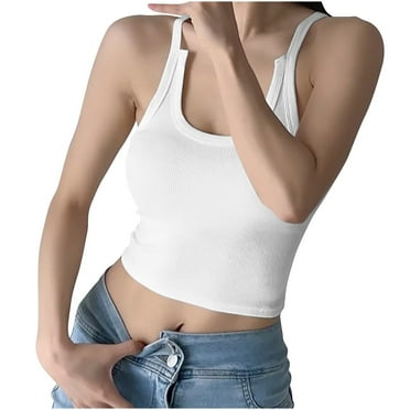 BLVB Camisole Tops for Women 2025 Summer Fashion Square Neck Ribbed Crop Tank Tops Basic Sleeveless Shirts Blouse