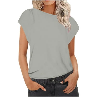 BLVB Cap Sleeve Tops for Women Summer Crew Neck Tank Top Basic Tee Shirts Casual Loose Tees Vest 2025 Fashion