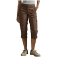 thumbnail image 1 of BLVB Capri Cargo Pants for Women High Waisted Pull on Twill Fold Hem Capris Pants for Work Hiking with Pockets, 1 of 7