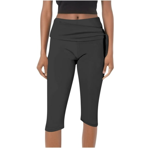 BLVB Capri Leggings for Women Fold over Gym Yoga Pants Stretch Casual Capris High Waisted Summer Outfits