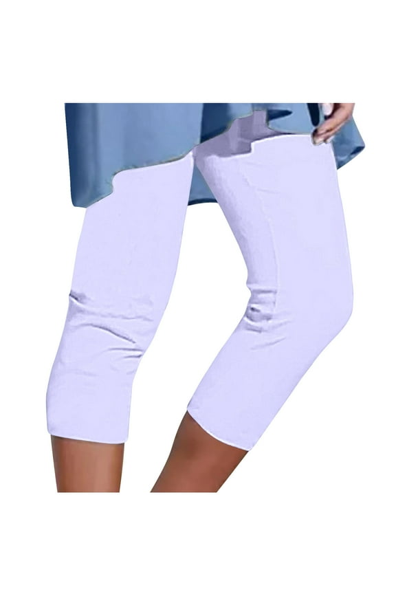 Capri Leggings for Women Summer High Waisted Yoga Capris Lightweight Beach Tights Stretch Cozy Cropped Pants