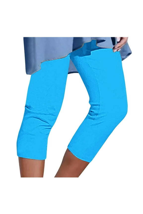 Capri Leggings for Women Summer High Waisted Yoga Capris Lightweight Beach Tights Stretch Cozy Cropped Pants