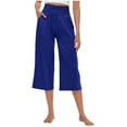 thumbnail image 1 of BLVB Capri Pants for Women High Waist Wide Leg Yoga Cropped Pants with Pockets Loose Casual Summer Capris Trousers, 1 of 7