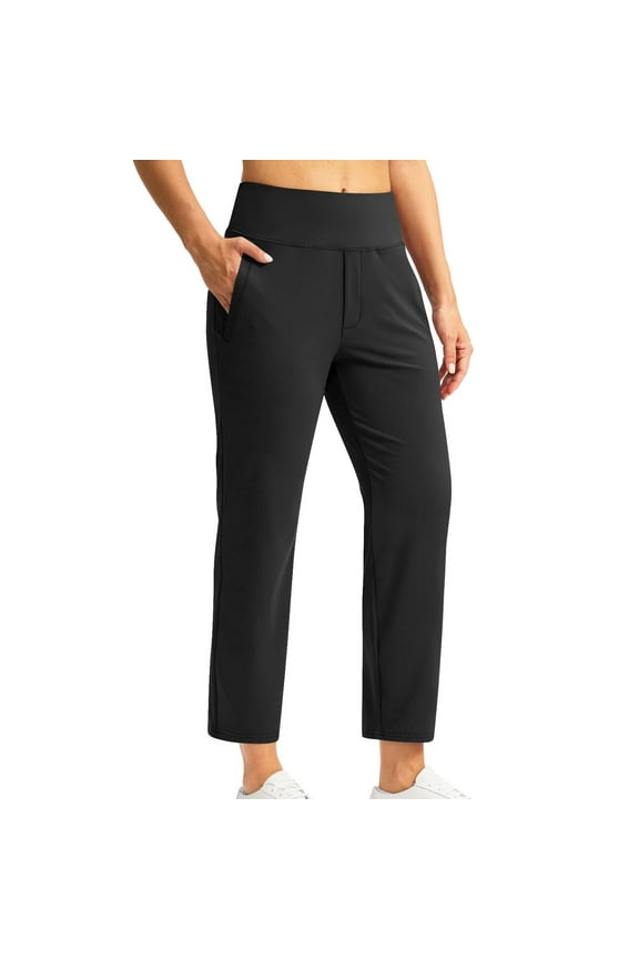 Capri Pants for Women High Waisted Pull on Dress Pants Slim Taper Leg Stretchy Capris Work Office Trousers Pants with Pockets