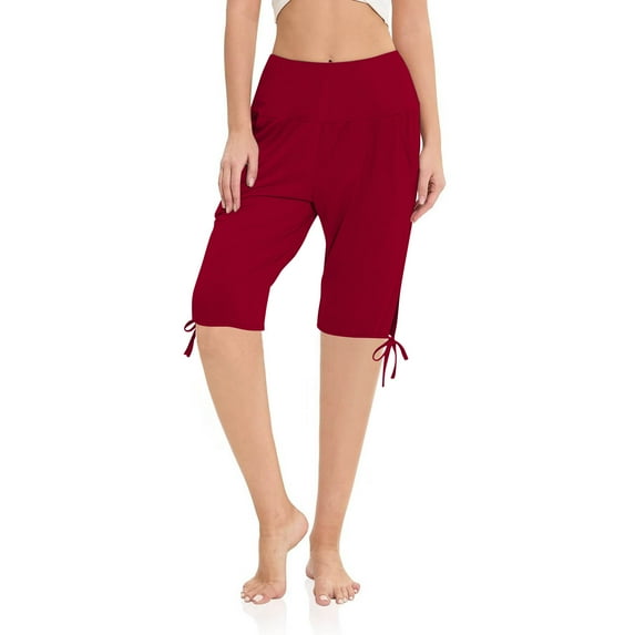 BLVB Capri Pants for Women Knee Length Wide Leg Yoga Capris Dressy Casual Summer Crop Sweatpants with Pockets