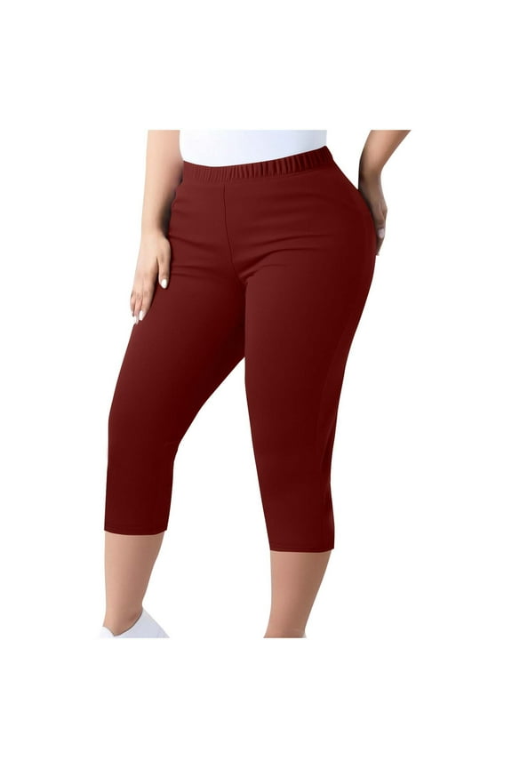 Capri Plus Size Leggings for Women Stretchy L-5XL High Waist Soft Workout Yoga Pants Capri Tights