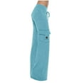 thumbnail image 1 of BLVB Cargo Pants Women Wide Leg Casual Hiking Work Pants Low Rise Soft Stretchy Lounge Sweatpants with Pockets, 1 of 7