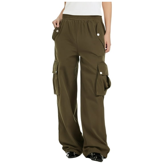 BLVB Cargo Pants for Women Lightweight High Waisted Casual Work Hiking Pants Baggy Wide Leg Streetwear with Pockets