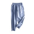 thumbnail image 1 of BLVB Casual Cotton Linen Pants for Women Elastic High Waist Tapered Pants Summer Lightweight Lounge Trousers, 1 of 3