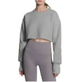 thumbnail image 1 of BLVB Casual Crop Sweatshirt for Women Crewneck Cropped Shirts Workout Long Sleeve Crop Tops Fleece Lined Pullover, 1 of 5