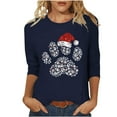 thumbnail image 1 of BLVB Christmas 3/4 Sleeve Shirt for Women Crewneck Graphic Tee Winter Holiday Family Party Matching Tops Blouse, 1 of 6