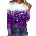 thumbnail image 1 of BLVB Christmas Shirts for Women Long Sleeve Crewneck Snowflake Graphic Tee Tops Vacation T Shirts Blouse Christmas Gifts, 1 of 5