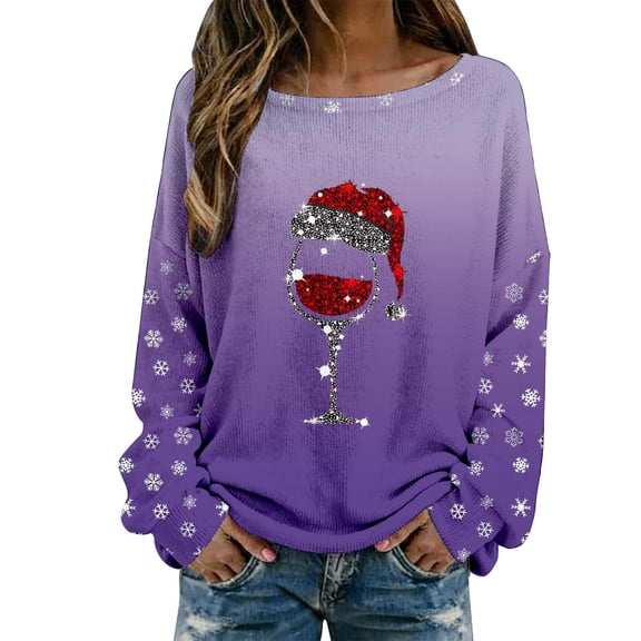 BLVB Christmas Sweater for Women Cute Long Sleeve Crew Neck Knitted Sweater Ugly Christmas Sweater Pullover Holiday Parties Top