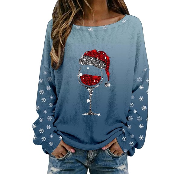 BLVB Christmas Sweater for Women Cute Long Sleeve Crew Neck Knitted Sweater Ugly Christmas Sweater Pullover Holiday Parties Top