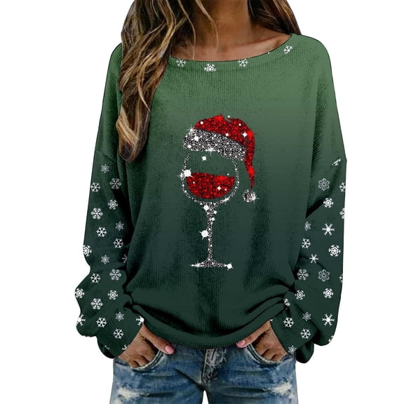BLVB Christmas Sweater for Women Cute Long Sleeve Crew Neck Knitted Sweater Ugly Christmas Sweater Pullover Holiday Parties Top