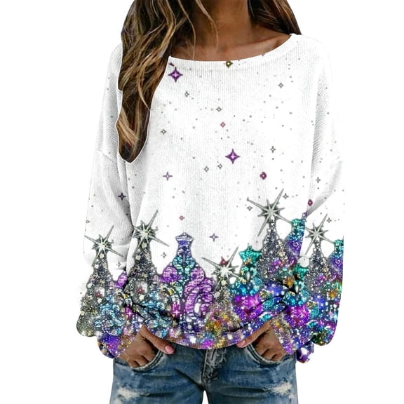 BLVB Christmas Sweater for Women Cute Long Sleeve Crew Neck Knitted Sweater Ugly Christmas Sweater Pullover Holiday Parties Top