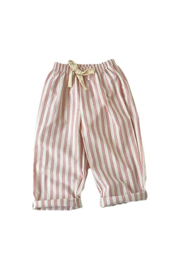 Classic Casual Pants for Baby Boys Girls Cotton Linen Elastics Waist Spring Summer Trousers Toddler Newborn Long Pants