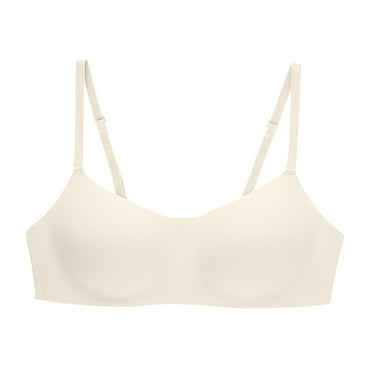 BLVB Comfortable Bras, Seamless Wire Free Everyday Bras Soft and Light Full Coverage Basic Push up Bras for Women White