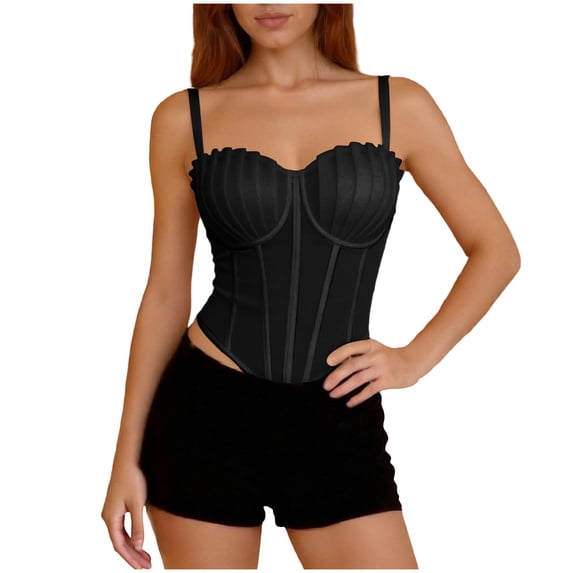 BLVB Corset Tops for Women Mesh Bustier Going out Crop Tops Spaghetti Strap Party Club Tank Shirts