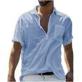 thumbnail image 1 of BLVB Cotton Linen Shirts for Men Button up Short Sleeve Tops Casual Loose Summer Beach Blouse Tees, 1 of 6