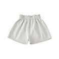 thumbnail image 1 of BLVB Cotton Linen Shorts for Toddler Baby Girls Solid Color Baggy High Waist Kids Wide Leg Beach Lounge Shorts 12M-8Y, 1 of 4