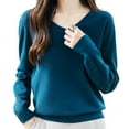 thumbnail image 1 of BLVB Cozy Sweaters for Women V Neck Long Sleeve Tops Fashion Lightweight Pullover Trendy Clothes Fall Outfits, 1 of 6