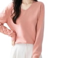 thumbnail image 1 of BLVB Cozy Sweaters for Women V Neck Long Sleeve Tops Fashion Lightweight Pullover Trendy Clothes Fall Outfits, 1 of 5