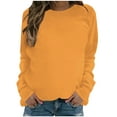 thumbnail image 1 of BLVB Crew Neck Sweatshirts Women Fashion Fall Pullover Long Sleeve Plain Casual Comfy Tunic Tees Tops Shirts Orange, 1 of 4