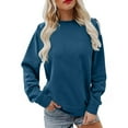 thumbnail image 1 of BLVB Crewneck Sweatshirts Women Long Sleeve Tops Fall Fashion Clothes Winter Pullover with Zipper, 1 of 6