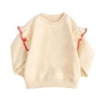 thumbnail image 1 of BLVB Crewneck Sweatshirts for Little Girls Cute Ruffle Pullover Long Sleeve Casual Spring Fall Tops for Kids(Beige,3-4 Years), 1 of 6