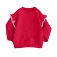 thumbnail image 1 of BLVB Crewneck Sweatshirts for Little Girls Cute Ruffle Pullover Long Sleeve Casual Spring Fall Tops for Kids(Hot Pink,9-10 Years), 1 of 6