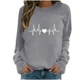 thumbnail image 1 of BLVB Crewneck Sweatshirts for Women Casual Fall Womens Clothes Long Sleeve Trendy Printed Tees Pullover for Women, 1 of 3