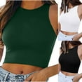 thumbnail image 1 of BLVB Crop Tops for Women Sleeveless Solid Color Slim Fit Workout Tank Tops Blouses Summer Crewneck Shirts Crop Vest, 1 of 6