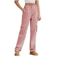 thumbnail image 1 of BLVB Denim Cargo Pants for Women High Waisted Straight Leg Pants Casual Baggy Girls Streetwear Trousers with Pockets, 1 of 7