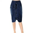 thumbnail image 1 of BLVB Denim Pencil Skirt for Women Lace up Bodycon Jeans Skirt High Waisted Hem Midi Skirts, 1 of 5