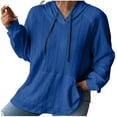 thumbnail image 1 of BLVB Drawstring Hoodies for Women Solid Color Fall Casual Lightweight Pullover Tops Loose Comfy Shirts with Pocket, 1 of 5