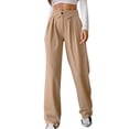 thumbnail image 1 of BLVB Dress Pants for Women Trendy High Waisted Straight Leg Pants Pleated Casual Work Offfice Lounge Trousers, 1 of 8