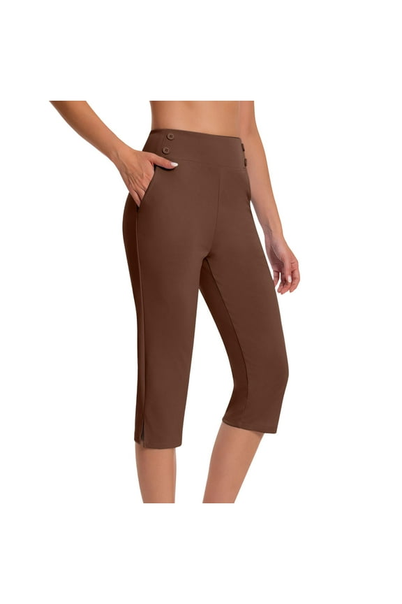 Dressy Capri Pants for Women High Waist Stretch Womens Dress Capris Pants for Summer with Pockets Work Casual