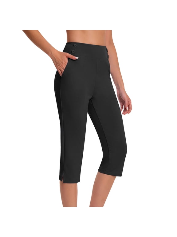 Dressy Capri Pants for Women High Waist Stretch Womens Dress Capris Pants for Summer with Pockets Work Casual