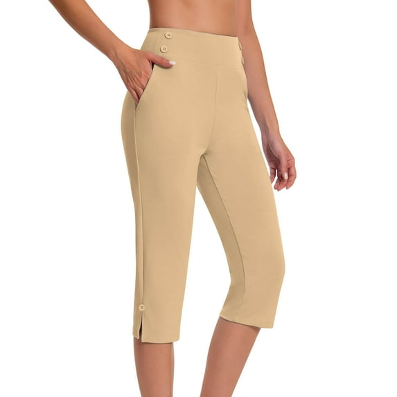 BLVB Dressy Capri Pants for Women High Waist Stretch Womens Dress Capris Pants for Summer with Pockets Work Casual