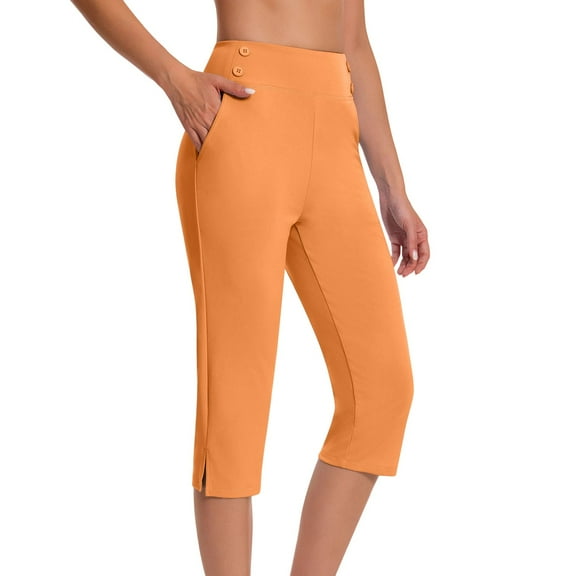 BLVB Dressy Capri Pants for Women High Waist Stretch Womens Dress Capris Pants for Summer with Pockets Work Casual