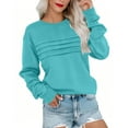 thumbnail image 1 of BLVB Fall Crewneck Sweatshirts Women Fashion Pleated Front Long Sleeve Pullover Dressy Casual Tops Sweatshirts, 1 of 5