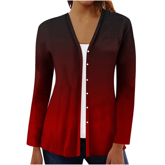 BLVB Fall Lightweight Cardigan for Women Fashion Floral Printed Button Down Shirts Tops Causal Womens Blouses Cover Up Wine