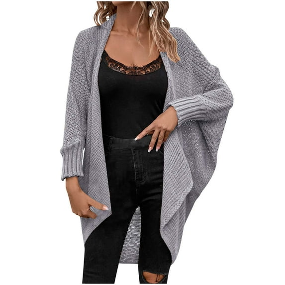 BLVB Fall Winter Cardigan Sweaters for Women Casual Slouchy Long Sleeve Knit Open Front Outwear Coats