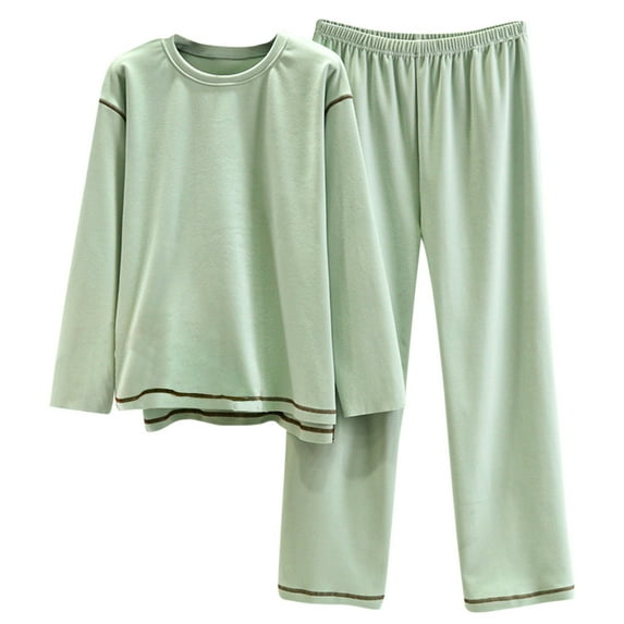 BLVB Fall Winter Pajamas for Women 2 Piece Outfits Plush Cozy Crewneck Long Sleeve Tops and Pants Sets Sleepwear