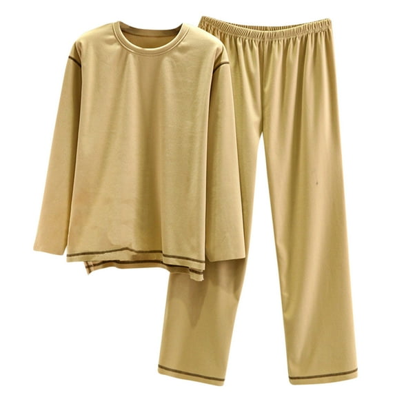 BLVB Fall Winter Pajamas for Women 2 Piece Outfits Plush Cozy Crewneck Long Sleeve Tops and Pants Sets Sleepwear