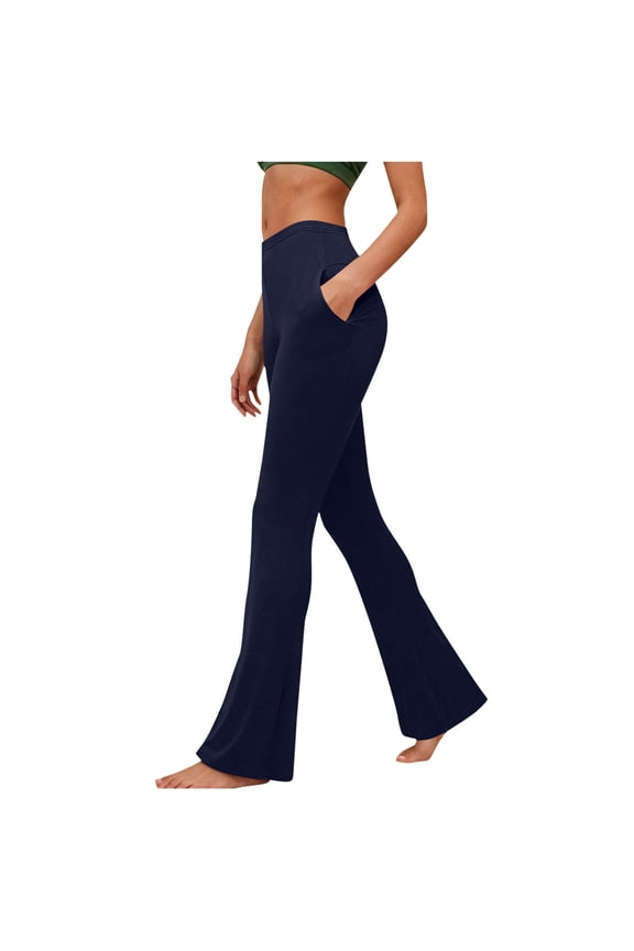 Flare Leggings for Women High Waisted Stretchy Yoga Pants Bootcut Wide Leg Soft Casual Lounge Pants with Pockets