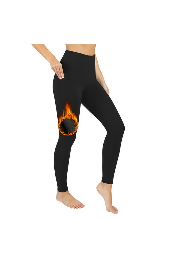Fleece Lined Winter Leggings Women High Waisted Stretchy Thermal Warm Running Workout Yoga Pants with Pockets