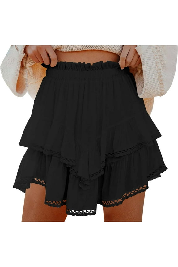 Flowy Shorts for Women Ruffle Skorts Mini Skirts High Waisted Teen Gilrs Tennis Skort Summer Boho Beach Shorts Fashion